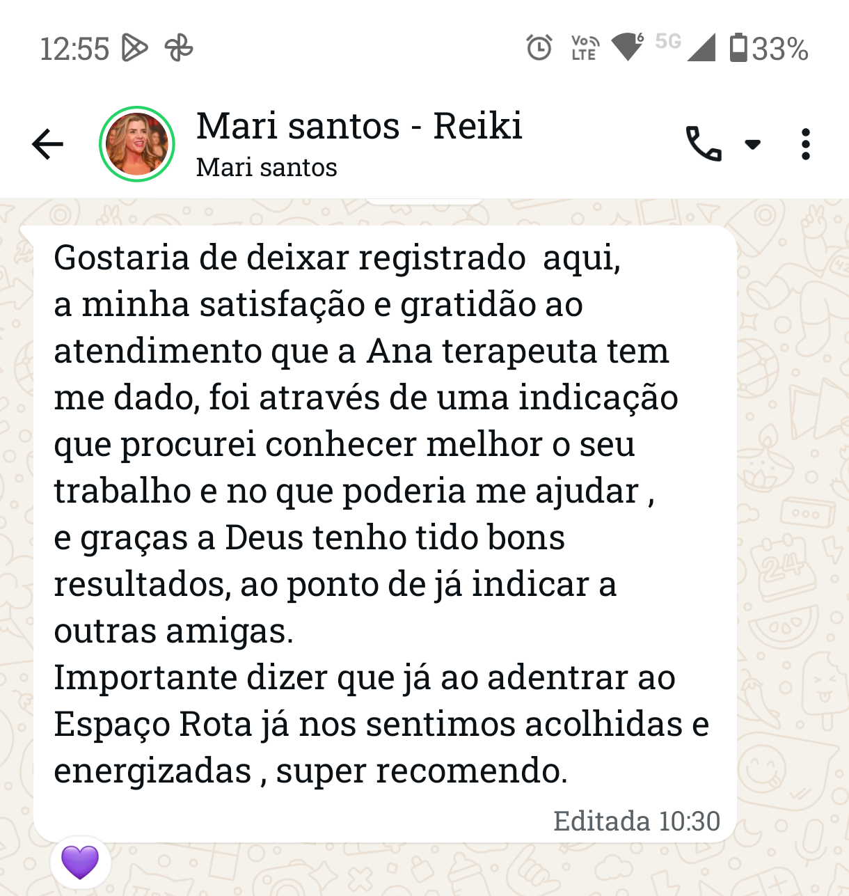 Depoimento sobre atendimento Ana