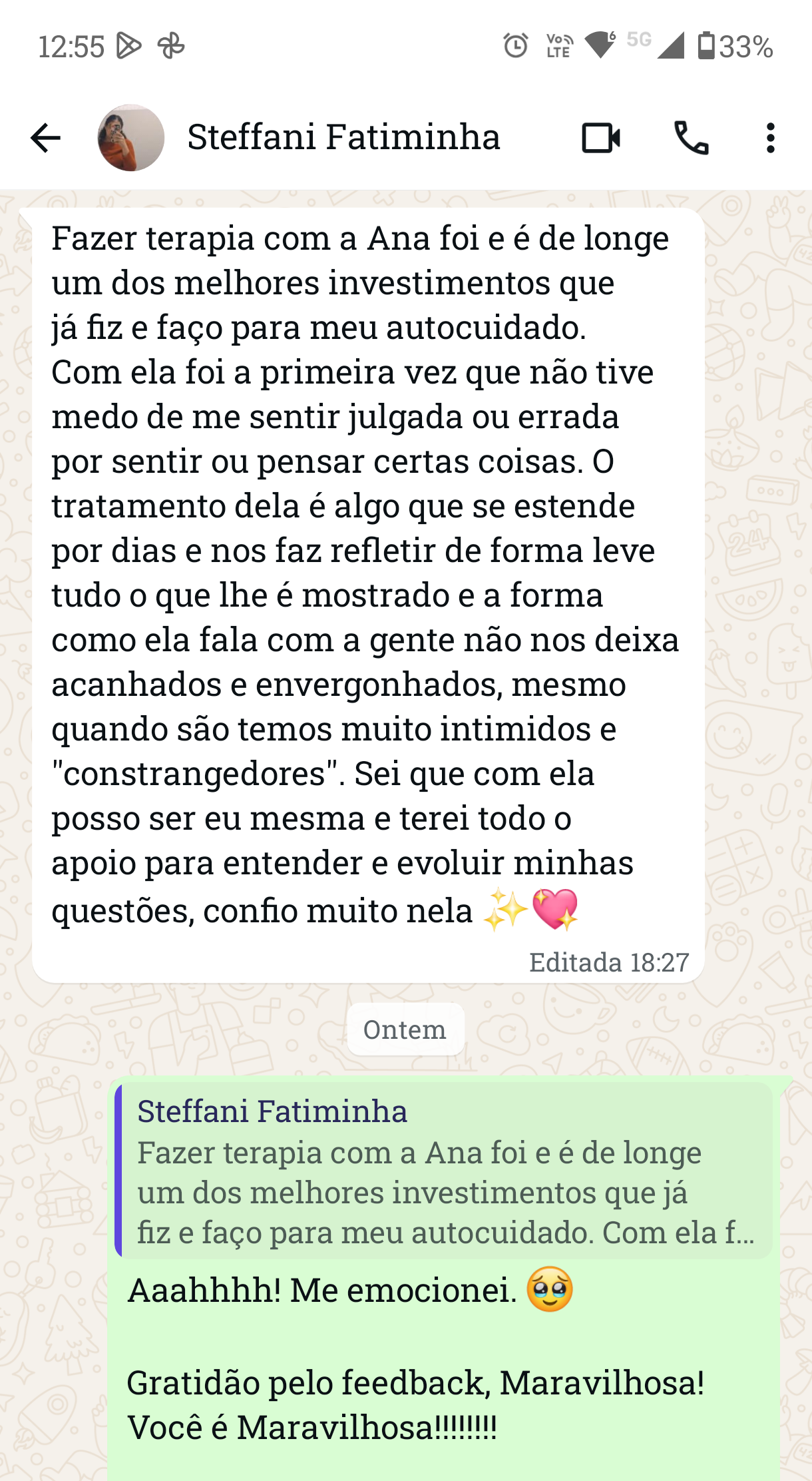 Depoimento sobre atendimento Ana