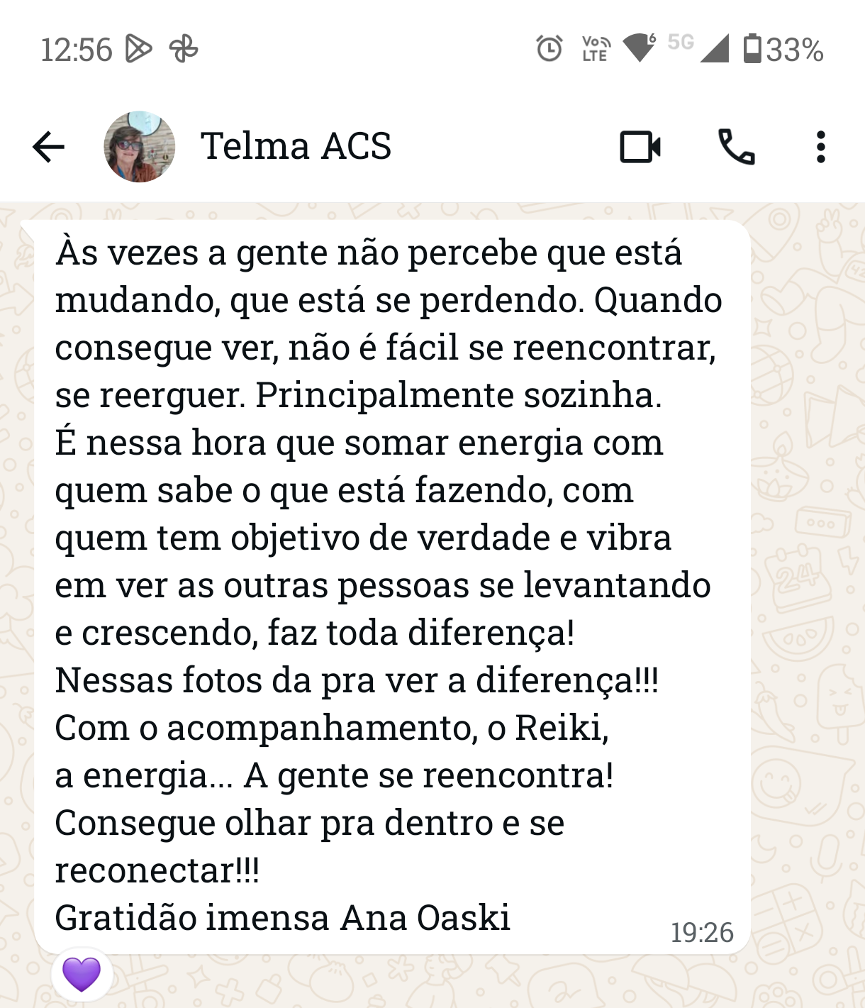 Depoimento sobre atendimento Ana